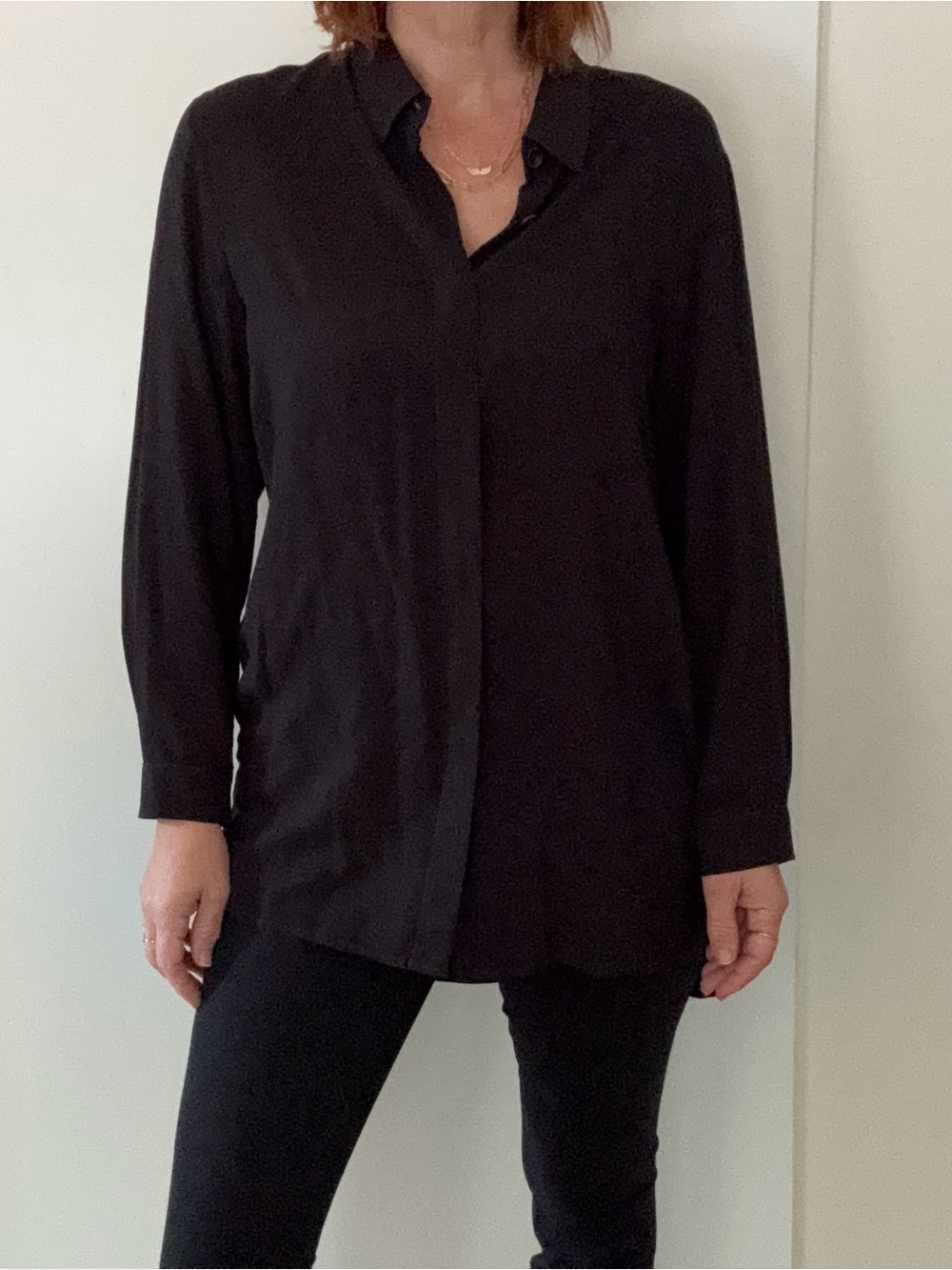 Ann Demeulemeester Black Button-Front Long Sleeve Tunic Blouse EU 42 / US 8/10